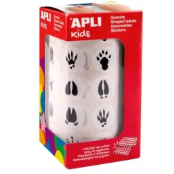 Rollo de 900 pegatinas Gomets Huellas animales - Apli