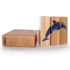 Rompecabezas 3 bloques de madera Animales marinos - Nowordbooks
