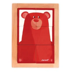 Rompecabezas de 6 cubos de madera Animales - Janod