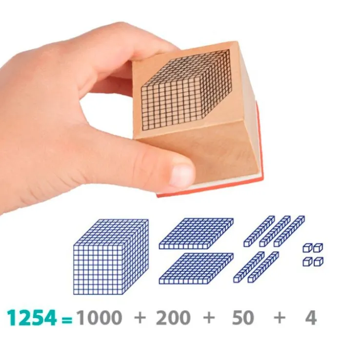 Sellos de madera de descomposición numérica con base 10 - Akros