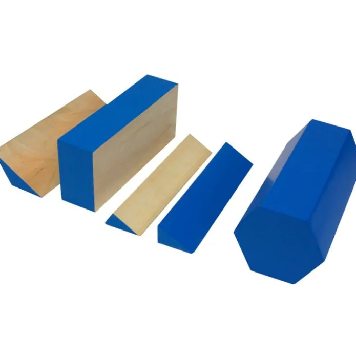 Set 5 bloques de madera azules divididos - Montessori