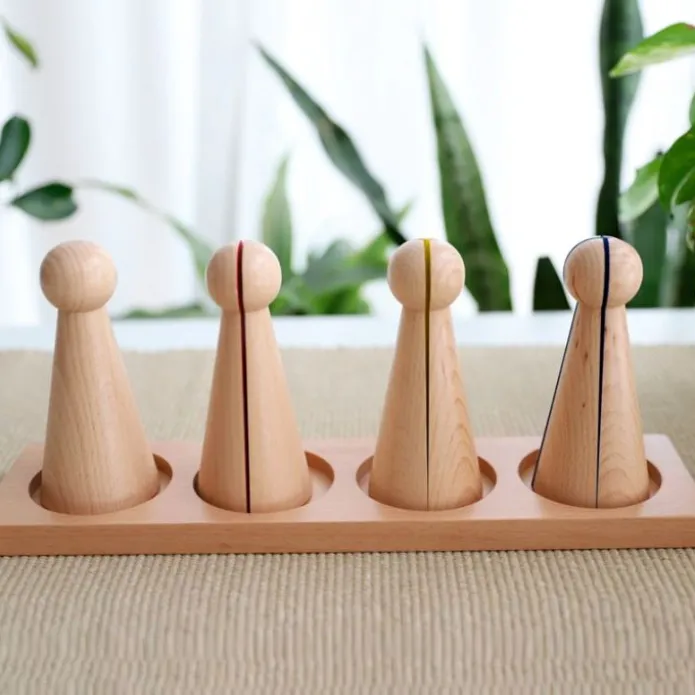Set 4 bolos de madera fracciones con bandeja - Montessori