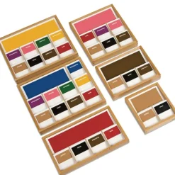 Set 8 cajas de madera de haya gramaticales inglés - Montessori