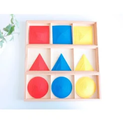 Set 3 cajas de madera para geometría ornamental - Montessori