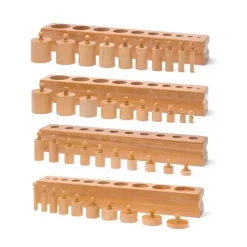 Set 40 cilindros con botón Premium madera de haya - Montessori