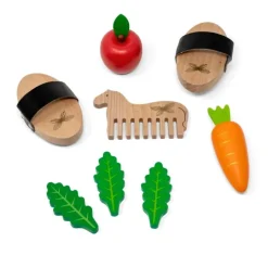 Set de alimentación y cuidado de madera para caballos - Astrup
