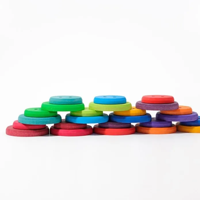 Set de 24 botones de madera grandes y 2 cordones - Grimm's