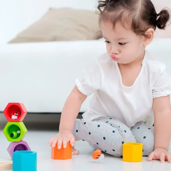Set de clasificación de madera 6 colmenas con abejas arcoíris - PlanToys