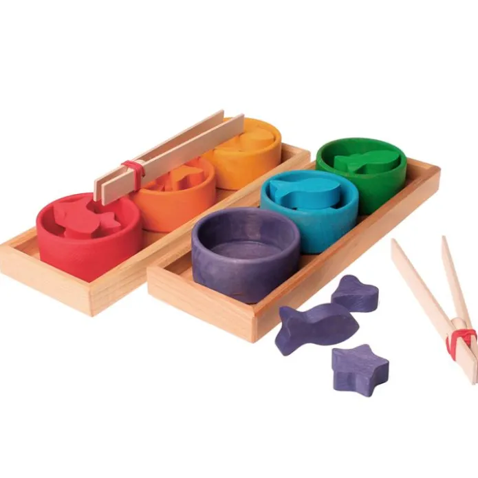 Set de clasificación de madera con 6 cuencos de colores - Grimm's