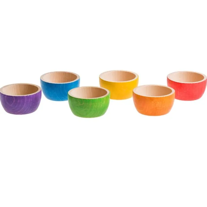 Set de cuencos y bolas de madera colores arcoíris - Grapat