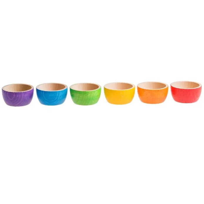 Set de cuencos y bolas de madera colores arcoíris - Grapat