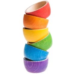 Set de cuencos y bolas de madera colores arcoíris - Grapat
