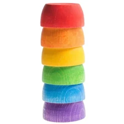 Set de cuencos y bolas de madera colores arcoíris - Grapat