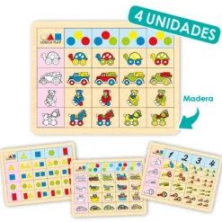 Set de lógica Play 2 con 4 bandejas de madera - Akros
