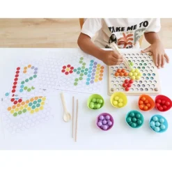 Set de madera para clasificar con bolas, pinzas, cuchara y palillos - Cayro