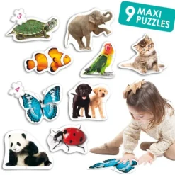 Set de 9 maxi puzles siluetas: Animales - Akros