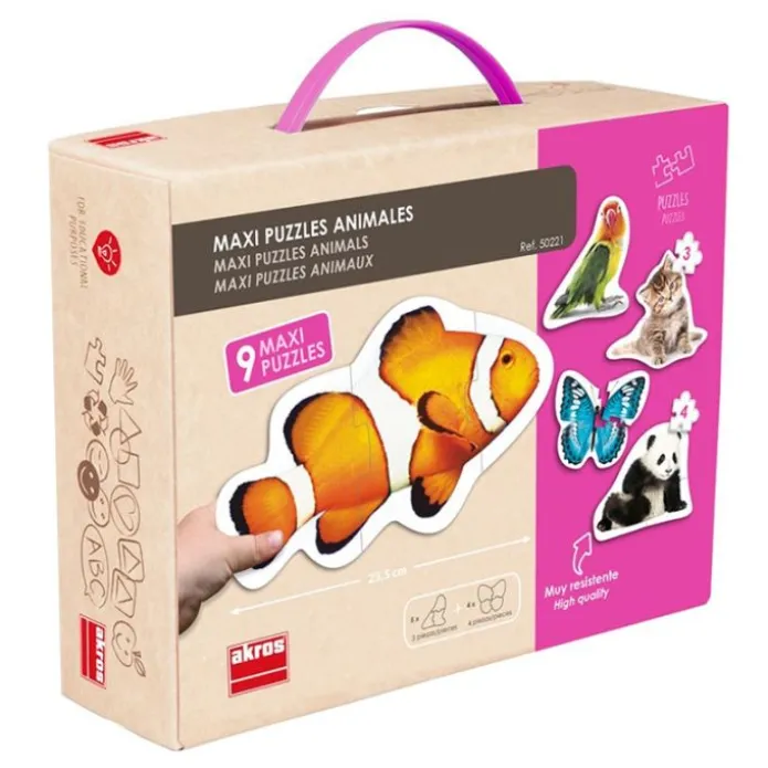 Set de 9 maxi puzles siluetas: Animales - Akros