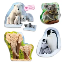 Set de 10 maxi puzles siluetas Animales y sus crías - Akros