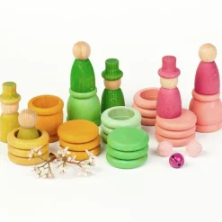 Set de muñecos Nins®, Magos, anillas y monedas de madera Aguamarina Primavera - Grapat
