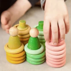 Set de muñecos Nins®, Magos, anillas y monedas de madera Aguamarina Primavera - Grapat