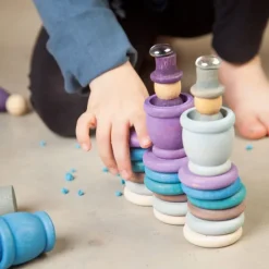 Set de muñecos Nins®, Magos, anillas y monedas de madera Aguamarina Invierno - Grapat