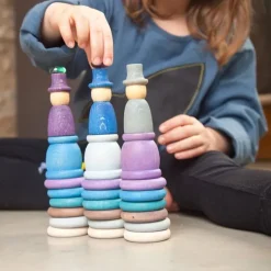 Set de muñecos Nins®, Magos, anillas y monedas de madera Aguamarina Invierno - Grapat