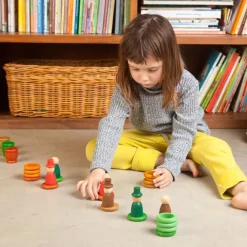 Set de muñecos Nins®, Magos, anillas y monedas de madera Aguamarina Otoño - Grapat