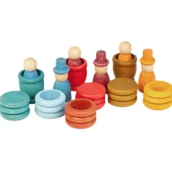Set de muñecos Nins®, Magos, anillas y monedas de madera Aguamarina Verano - Grapat