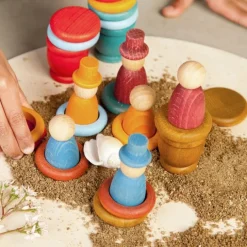 Set de muñecos Nins®, Magos, anillas y monedas de madera Aguamarina Verano - Grapat
