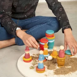 Set de muñecos Nins®, Magos, anillas y monedas de madera Aguamarina Verano - Grapat
