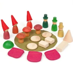 Set de muñecos Nins®, Magos, setas, saquitos y formas de madera - Grapat