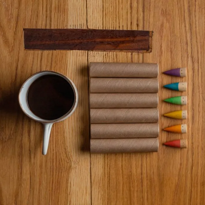 Set de 6 muñecos palos bebés de madera y 6 tubos de cartón - Grapat