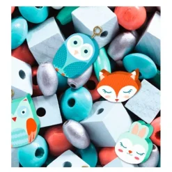 Set de 450 perlas de madera para coser animales - Djeco