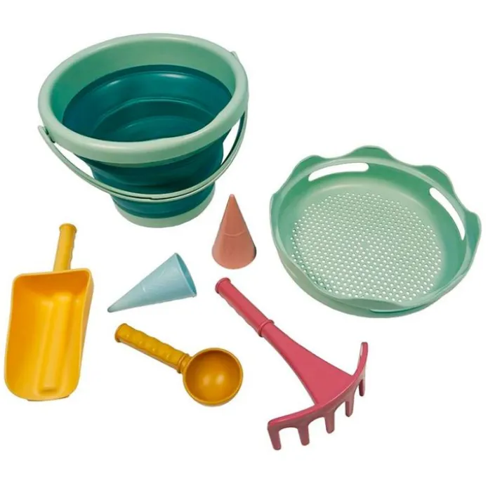 Set de playa compacto verde con 7 piezas Bioplástico - CompacToys