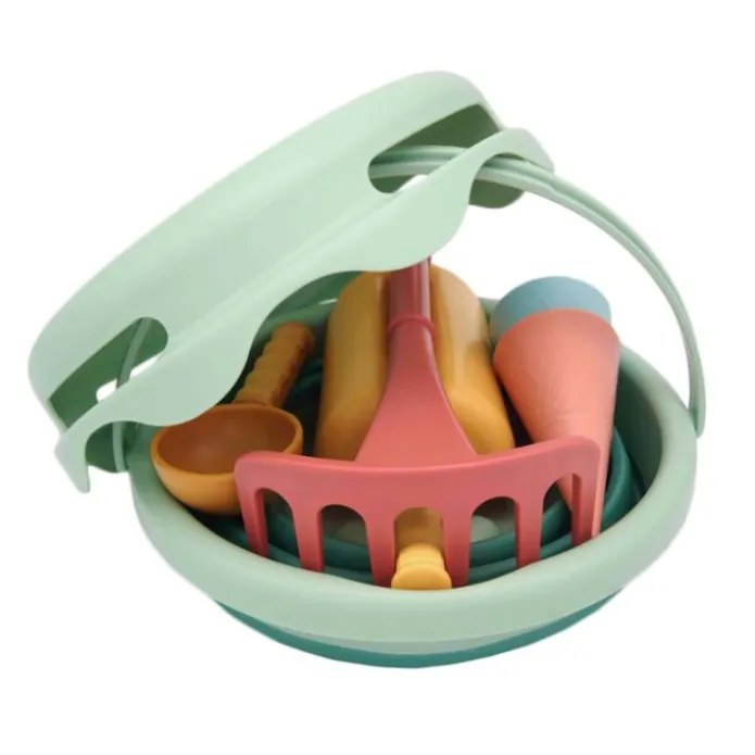 Set de playa compacto verde con 7 piezas Bioplástico - CompacToys