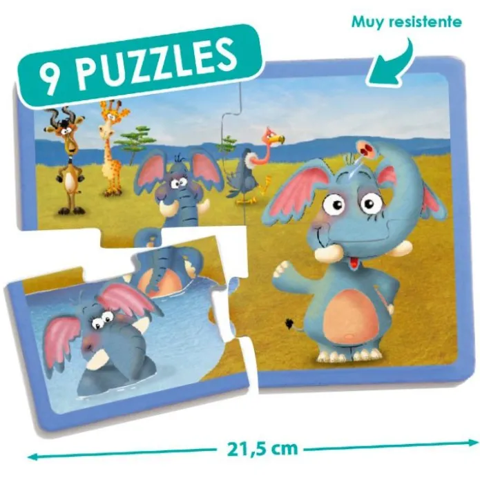 Set de 9 puzles: Animales - Akros