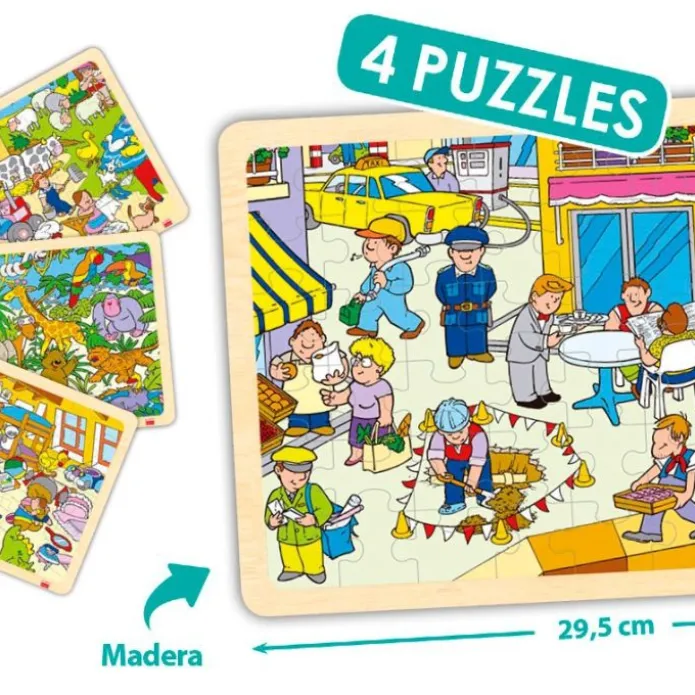 Set de 4 puzles de madera: Lugares - Akros