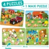 Set de 4 puzles flexibles cooperativos: La granja - Akros
