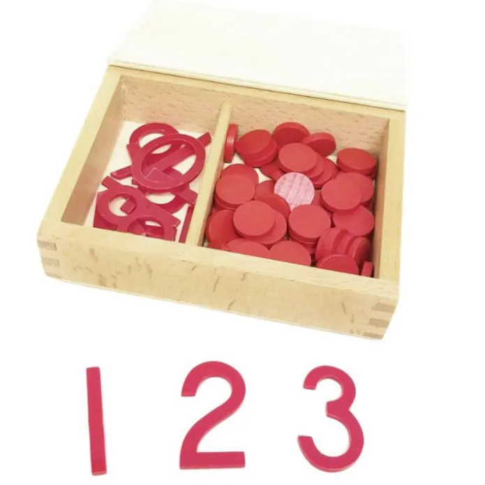 Set números y contadores de madera - Montessori