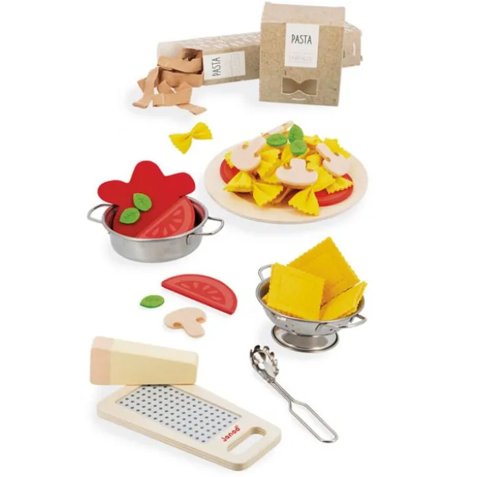 Set para platos de pasta de madera y fieltro 58 piezas - Janod