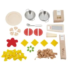 Set para platos de pasta de madera y fieltro 58 piezas - Janod