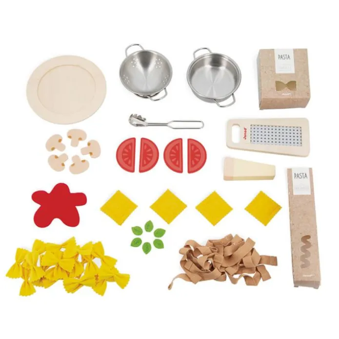 Set para platos de pasta de madera y fieltro 58 piezas - Janod