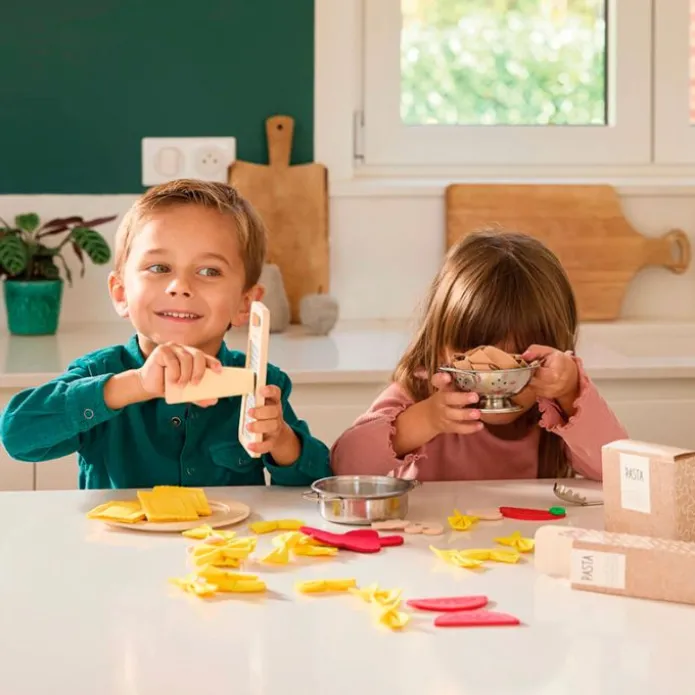 Set para platos de pasta de madera y fieltro 58 piezas - Janod