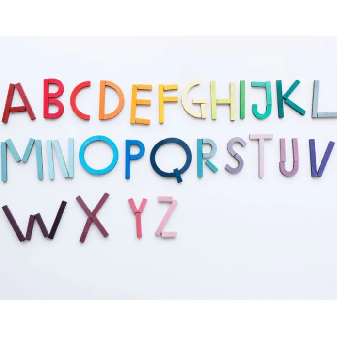Set 77 piezas letras abecedario de madera magnéticas - Grimm's