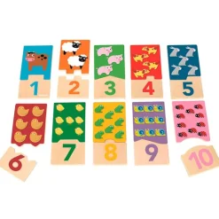 Set 10 puzles de madera Duo Animales números 20 piezas - Goula