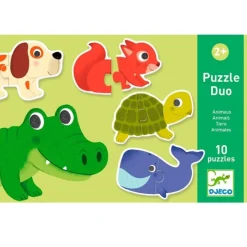 Set 10 puzles Dúo Animales 20 piezas - Djeco