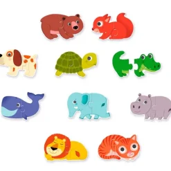 Set 10 puzles Dúo Animales 20 piezas - Djeco