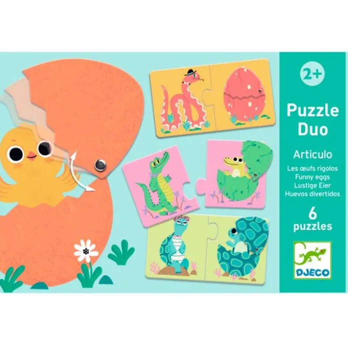Set 6 puzles Dúo Animales y huevos 12 piezas - Djeco