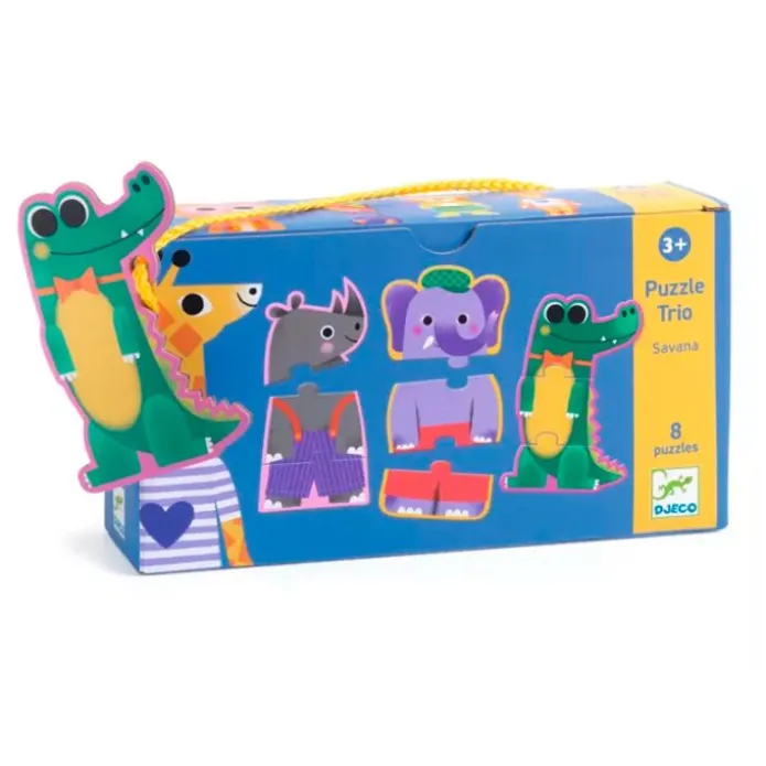 Set 8 puzles Trío Animales Sabana 24 piezas - Djeco