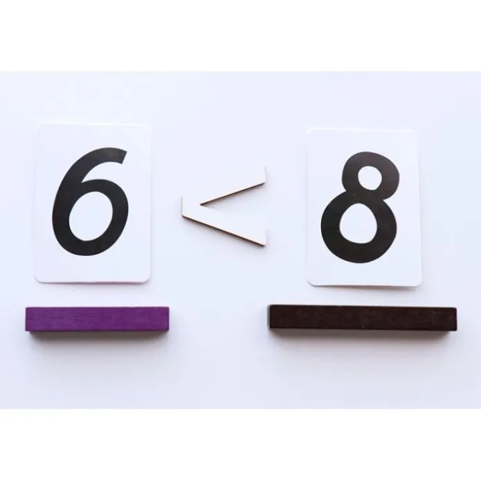 Set tarjetas de madera números y signos aritméticos - Montessori
